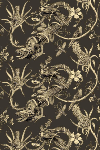 Dragon flowers pattern brown gold - brown free wallpaper