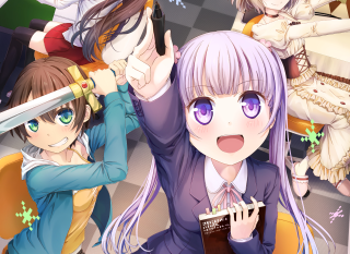 Anime girls checkered floor sword - floor free wallpaper for desktop