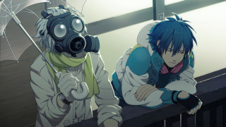 Couple gas masks balcony fence - cybernetic free wallpaper