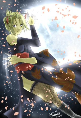 Woman black dress flying full - anime art free wallpaper for mobile