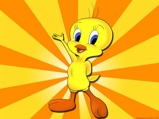 Cartoon yellow bird big smile - its face free wallpaper