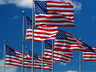American flags flying wind sunny - glorious free wallpaper