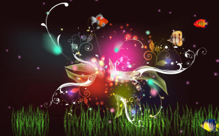 Colorful flower bubbles fish water - bubble free wallpaper for desktop