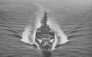 Large ship ocean waves smoke - rayonism free wallpaper