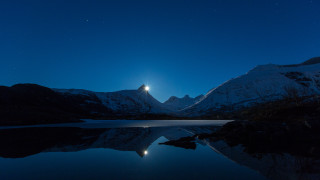 Full moon mountain range night 2 - over a mountain range free wallpaper