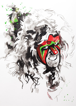 Red mask green eyes watercolor - incredible art free wallpaper