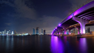 Bridge water night lights city 23 - outrun free wallpaper for desktop