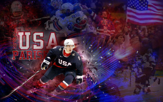 Hockey player usa flag crowd - brian thomas free wallpaper