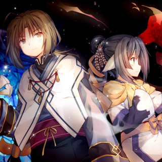 Anime characters dark background stars 2 - a red moon free wallpaper