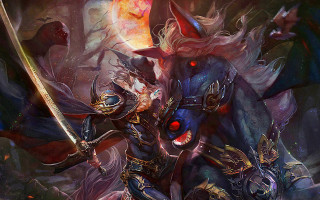 Knight riding horse sword demon - a horse free wallpaper