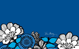 Blue white flower blue background - beatrice huntington free wallpaper