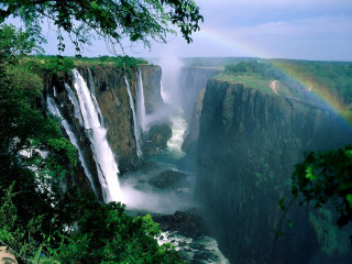 Rainbow waterfall jungle africa nature 3 - a rainbow free wallpaper for desktop