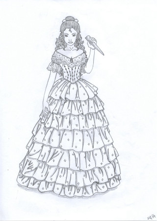 Woman dress sword hat drawing - a drawing free wallpaper for mobile