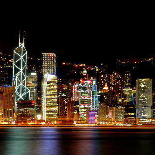 City skyline night lights boat 7 - free city wallpaper for tablet