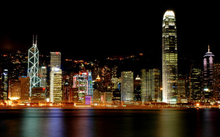 City skyline night lights water 9 - cui bai free wallpaper