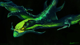 Green dragon flying wings spread - a green dragon free wallpaper