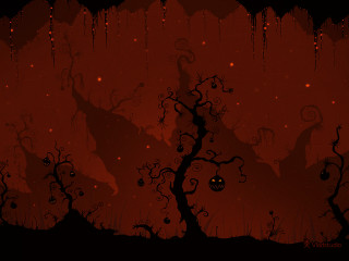 Red background tree pumpkin spooky - spooky free wallpaper