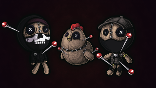 Cartoon characters facial expressions weapons - a skeleton free wallpaper