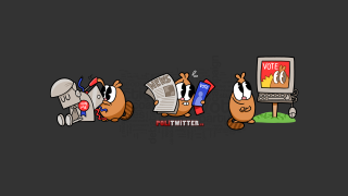 Cartoon character sitting computer screen - video game free wallpaper