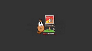 Cartoon character voting computer screen - sticker free wallpaper
