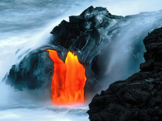 Lava flow ocean rock lava - a large rock free wallpaper
