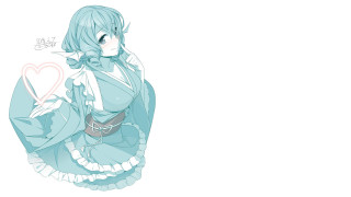 Woman blue dress heart bow - gradient light blue free wallpaper for desktop