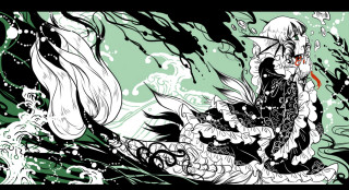 Woman sitting wave ocean skull - inspired free wallpaper for desktop