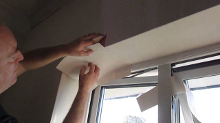 Man paper window sill falling - open ceiling free wallpaper