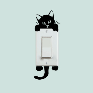 Black cat sitting light switch - free cats wallpaper for tablet