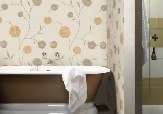 Bathtub towel floral wallpaper white - a towel free wallpaper