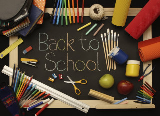 Blackboard back to school supplies - a blackboard free wallpaper