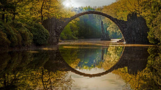 Bridge river boat trees person - a bridge over a river free wallpaper