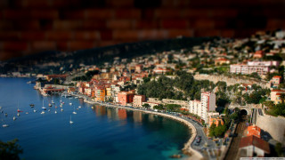 Tokyo cityscape harbor bridge ferriswheel - tilt shift free wallpaper
