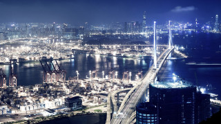 City night bridge water background 2 - andreas gursky free wallpaper