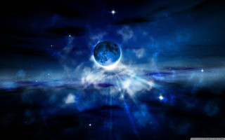 Blue black planet sky clouds - moon free wallpaper for desktop