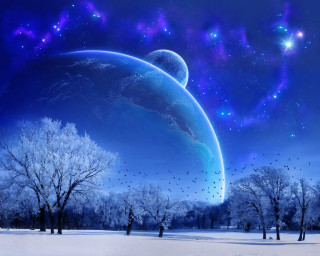 Blue planet sky trees background 2 - a blue planet free wallpaper