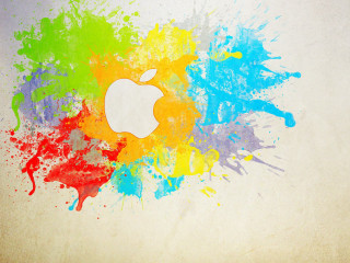 Colorful apple paint splatter abstract - a colorful apple logo free wallpaper