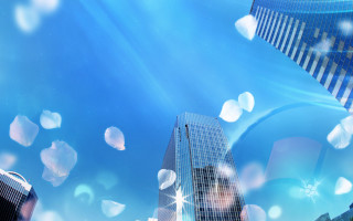 Blue sky buildings clouds background - city background free wallpaper for desktop