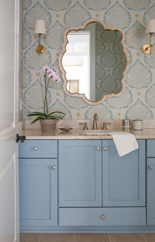 Blue vanity bathroom mirror flowerpot - a flower pot free wallpaper for mobile