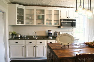 Kitchen wooden counter white cabinets - a kitchen free wallpaper for desktop