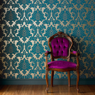 Purple chair blue wall purple - maximalist free wallpaper for tablet