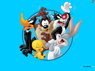 Cartoon characters circle blue background 4 - a white circle free wallpaper