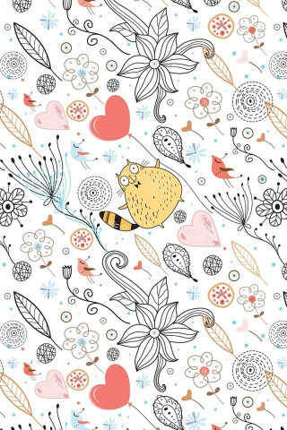 Flower heart pattern white background - a pattern free wallpaper for mobile