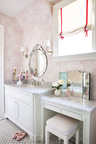 Bathroom vanity modern design interior - a red curtain free wallpaper for mobile