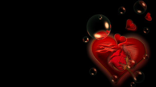 Heart bubbles black background red 2 - bubble free wallpaper