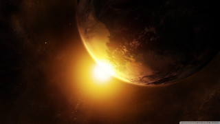 Bright sun shines brightly dark - a distant object in the foreground free wallpaper