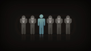 Group people standing line middle - a line free wallpaper