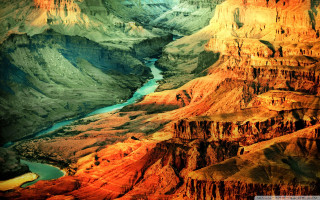 River canyon mountains cliffs distance - mountain and cliffs free wallpaper