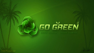 Green jungle palm leaves logo - earth free wallpaper