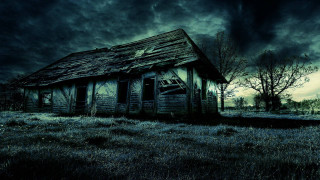 Creepy old house field dark - atmosphere free wallpaper